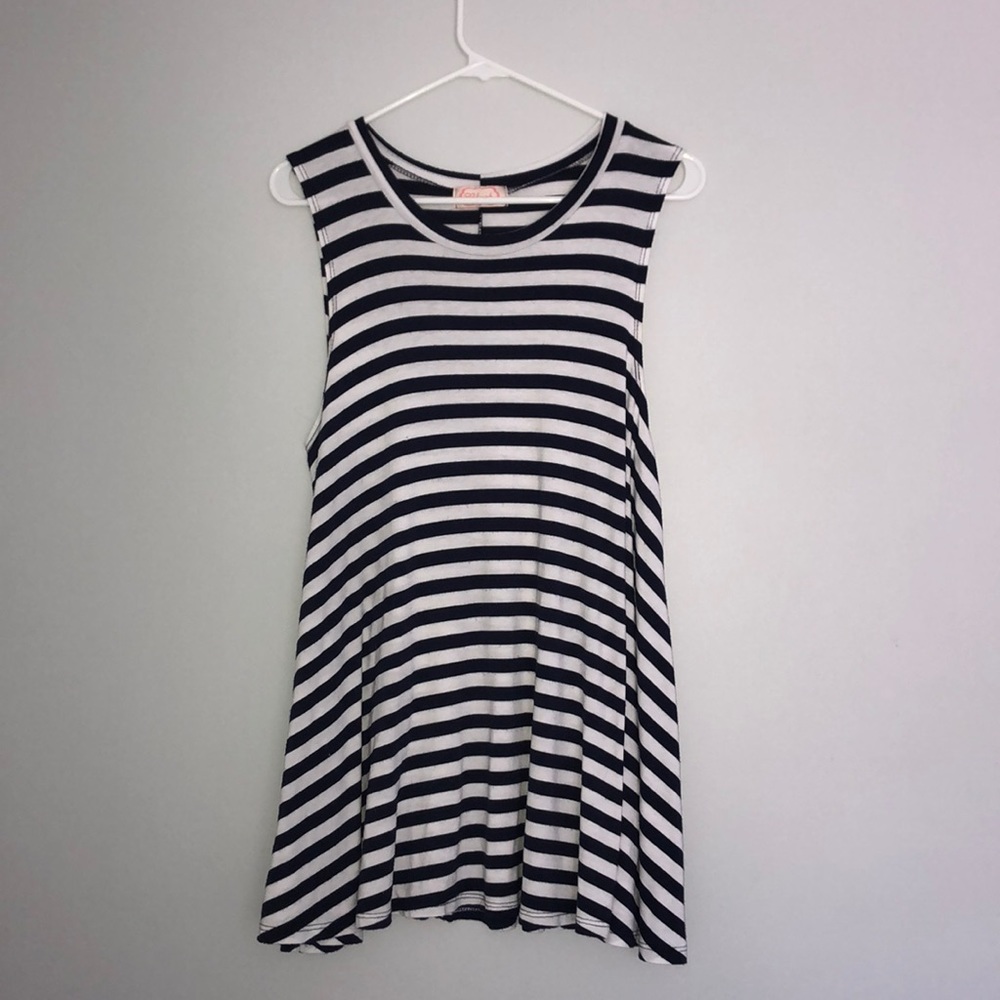 Navy and white striped t-shirt dress